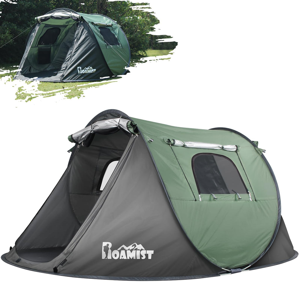 Tentes ROAMIST pour Camping 2 Personnes, Facile à Monter, Étanche, Résistante au Vent, Montage Automatique, Légère avec Rangement Supplémentaire, Tentes Familiales pour Camping, Randonnée et Voyage