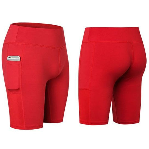 Short Yoga Haute Taille avec Poche Téléphone - Anti-Transpiration