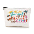 Cadeaux de plage humoristiques pour femmes, trousse de cosmétique, cadeaux sur le thème de la plage pour amatrices de plage et d'été, sac de maquillage pour voyage entre filles, indispensables de plage pour la meilleure amie, anniversaire, Noël, graduatio