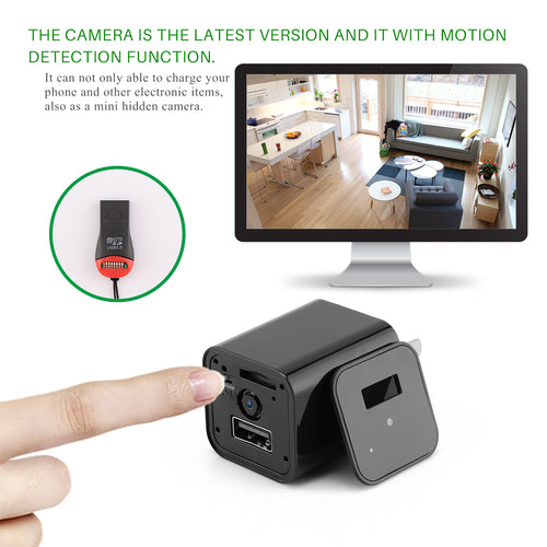 Malinex Caméra Espion Chargeur USB 1080P - Détection Mouvement + Enregistrement Boucle